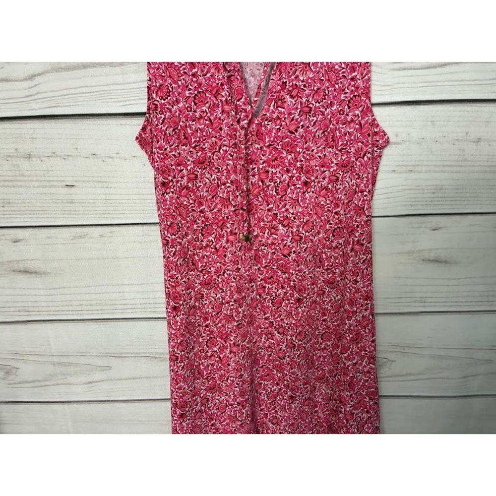 Michael Kors Pink Floral Sleeveless Ruffle Hem Shift Dress Medium - Picture 4 of 9